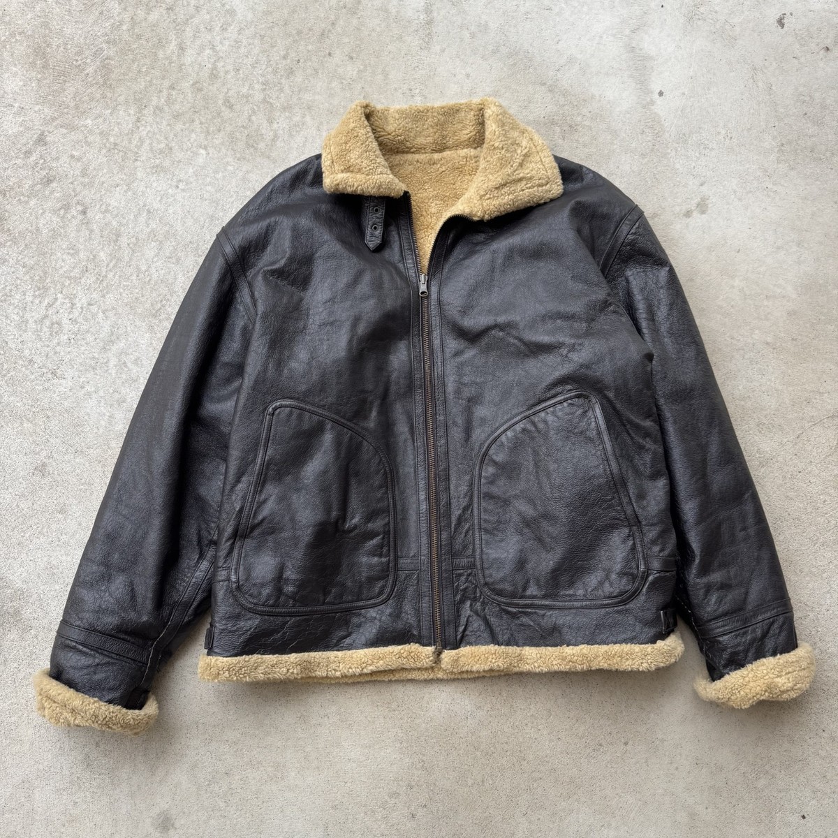 Vintage Wilsons Leather Bomber Aviator jacket Sherpa Lined Coat