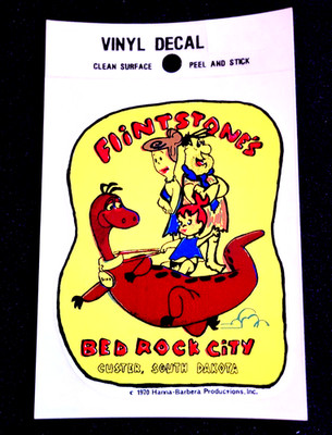 Flintstones Bed Rock City Vintage Travel Souvenir Decal / Rare Window Sticker