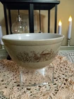 Pyrex Mixing Bowl # 402***Mushroom/Flowers on Speckled Tan Background