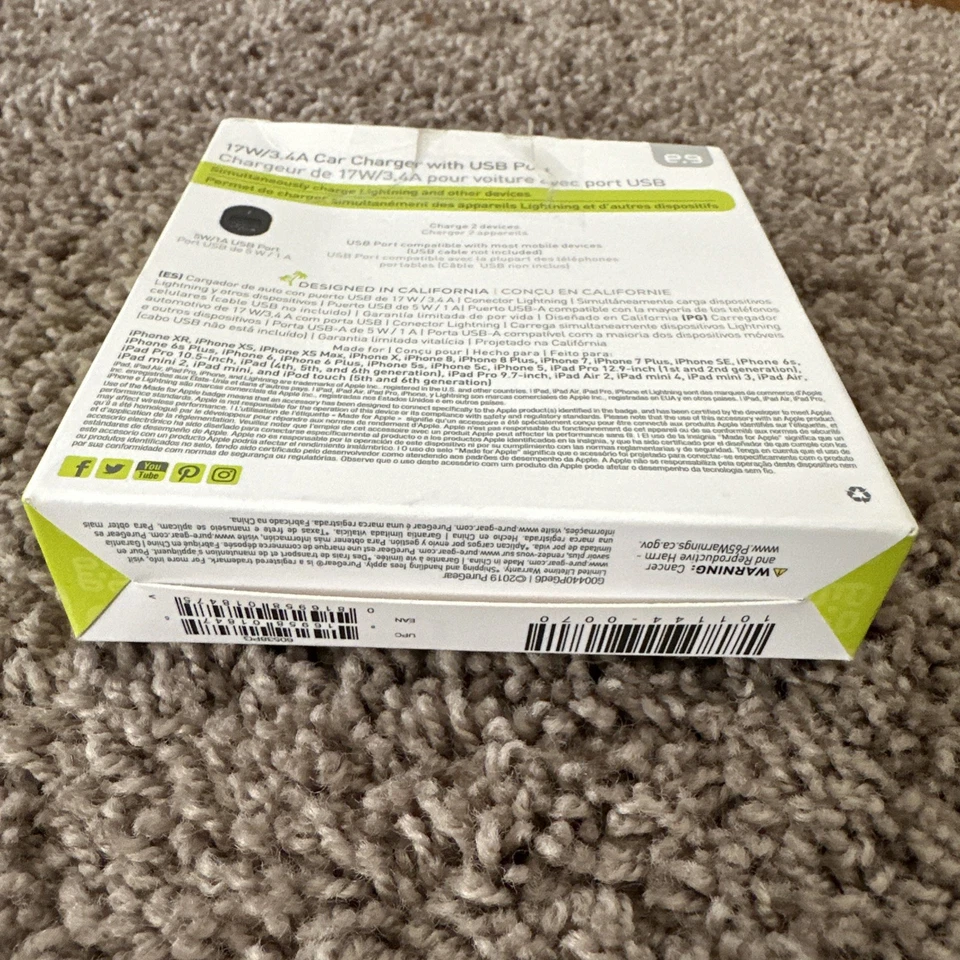 Puregear 17w/3.4A Car Charger (Micro USB) /w USB Ports / Charges 2 Devices - Image 3 of 4