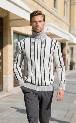 Mittelstrick Herren Rollkragenpullover Slim Outdoor Ski Business Pulli