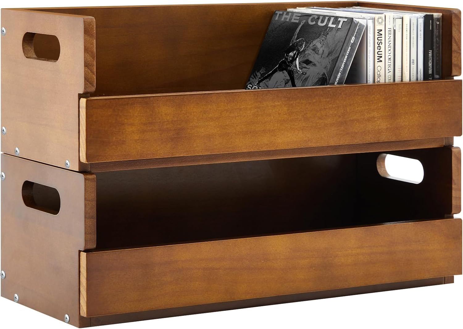 Namalu 2 Set Wooden CD Storage Box Holder Shelf Cassette Tape Display Racks with