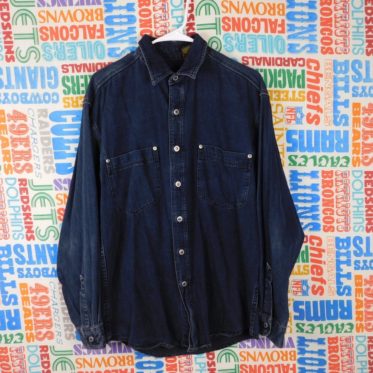 Eddie Bauer Homme Flanelle Bleu Payé Manches Longues