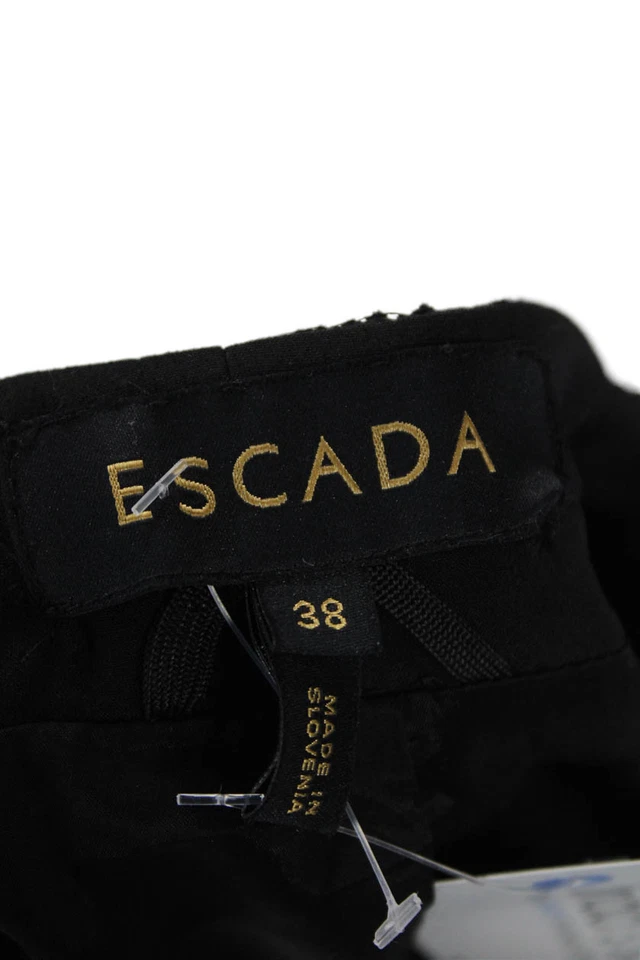 Escada Women Shift Dress Black Long Sleeve Knee Length Size 38 - Image 4 of 4