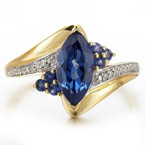 Jewelry Womens Blue Sapphire 18K Gold Filled Engagement Wedding Ring Size 6-12 - Picture 9 of 21