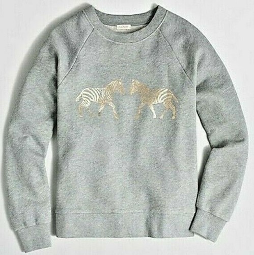 J. CREW Women's Metallic Gray Zebra 