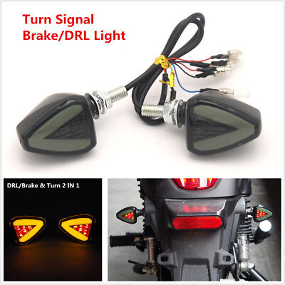 2*12V Motorcycle Bike Amber LED Turn Signal Blinker Light Red LED Brake//DRL Lamp
