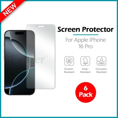 6-Pack LCD Ultra Clear HD Screen Shield Protector for Apple iPhone 16 Pro