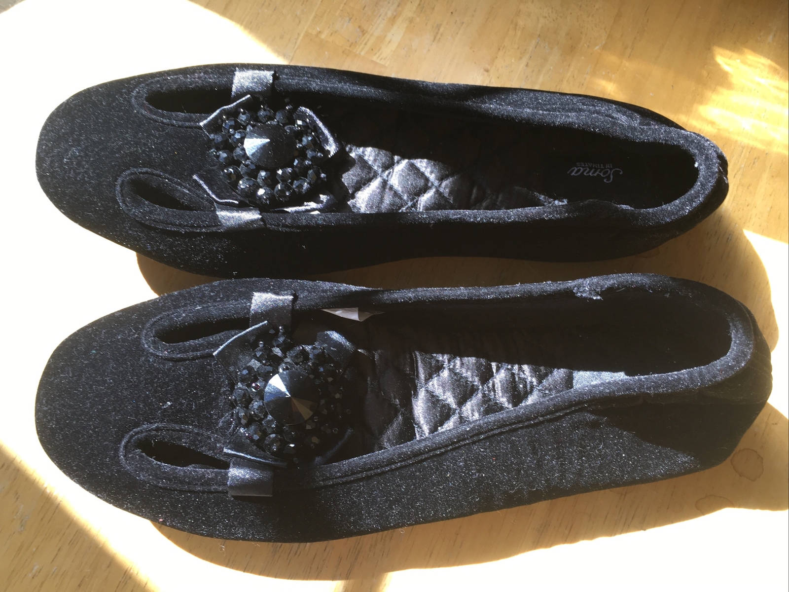 SAOLA SOMA INTIMATES WN TAGLIA L (9 10) NERO tessuto tomaia e suola PANTOFOLE CAMERA DA LETTO