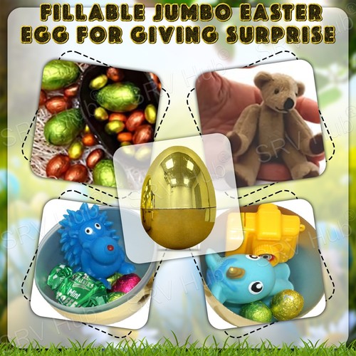 Large Golden Filler Eggs, Easter Egg Hunt Gift Treats Filler Capsules Eggs Toys - Picture 52 of 60