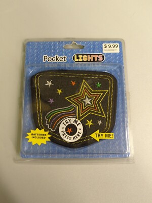 Vintage Pocket Lights Denim Rainbow Stars Twinkling Still Working Sew On Patch
