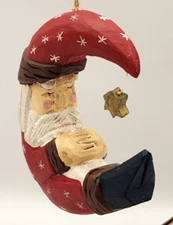 Santa Cresent Moon With Star Ornament
