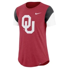 NIKE NCAA OKLAHOMA SOONERS OU FAN Triblend WOMEN TEE SHIRT new