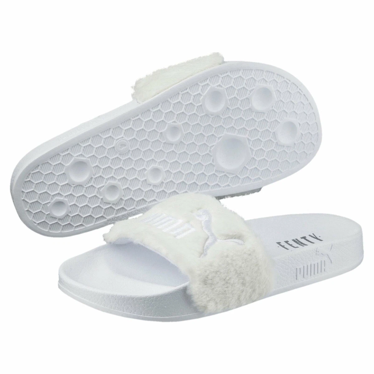 Fenty puma fur slides cheap white
