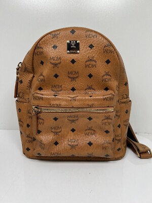 MCM backpack in excellent condition cognac color MCM Stark Visetos Monogram Backpack with Side Studs Cognac  main image 3