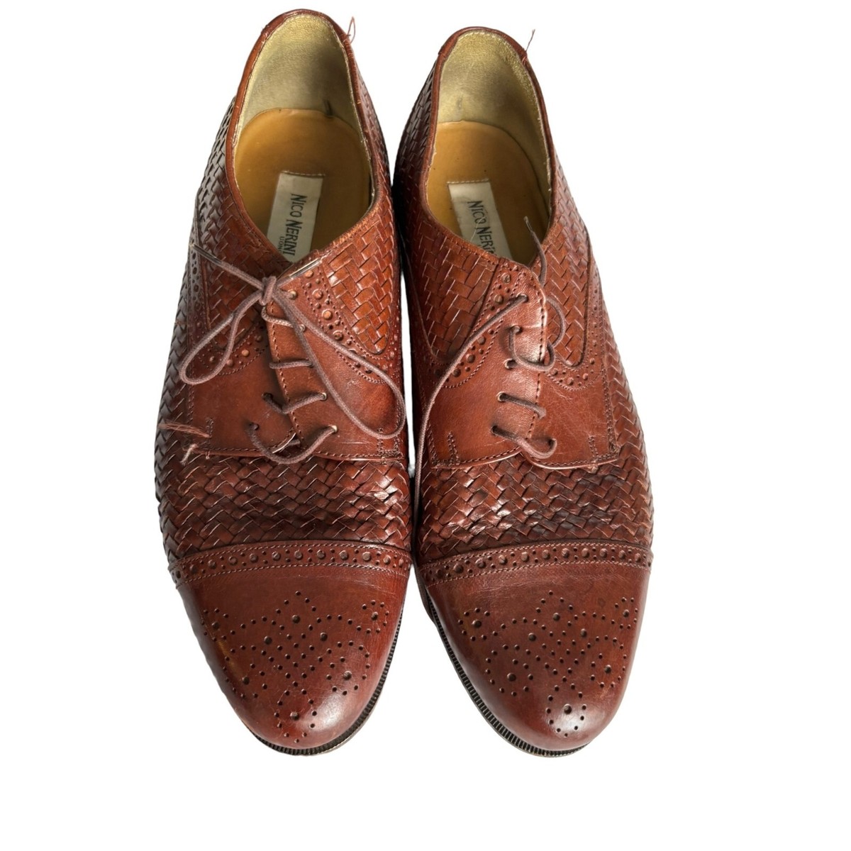 Nico Nerini Men\'s Woven Leather Oxford Shoes Size 10.5 M Brown Buy NICO NERINI Men main image 4