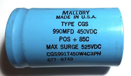 Mallory 450V 990uF Condensatore Alta Qualità CGS991T450W4C3PH 677-8749 Tipo CGS - Foto 3 di 8