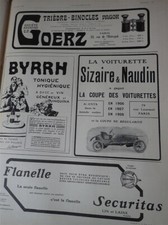 SIZAIRE NAUDIN + BYRRH + GOERZ + SECURITAS publicité papier ILLUSTRATION 1909
