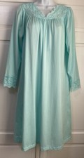 Vintage Shadowline Short Nightgown Robe Day Dress Blue Embroidered Women S