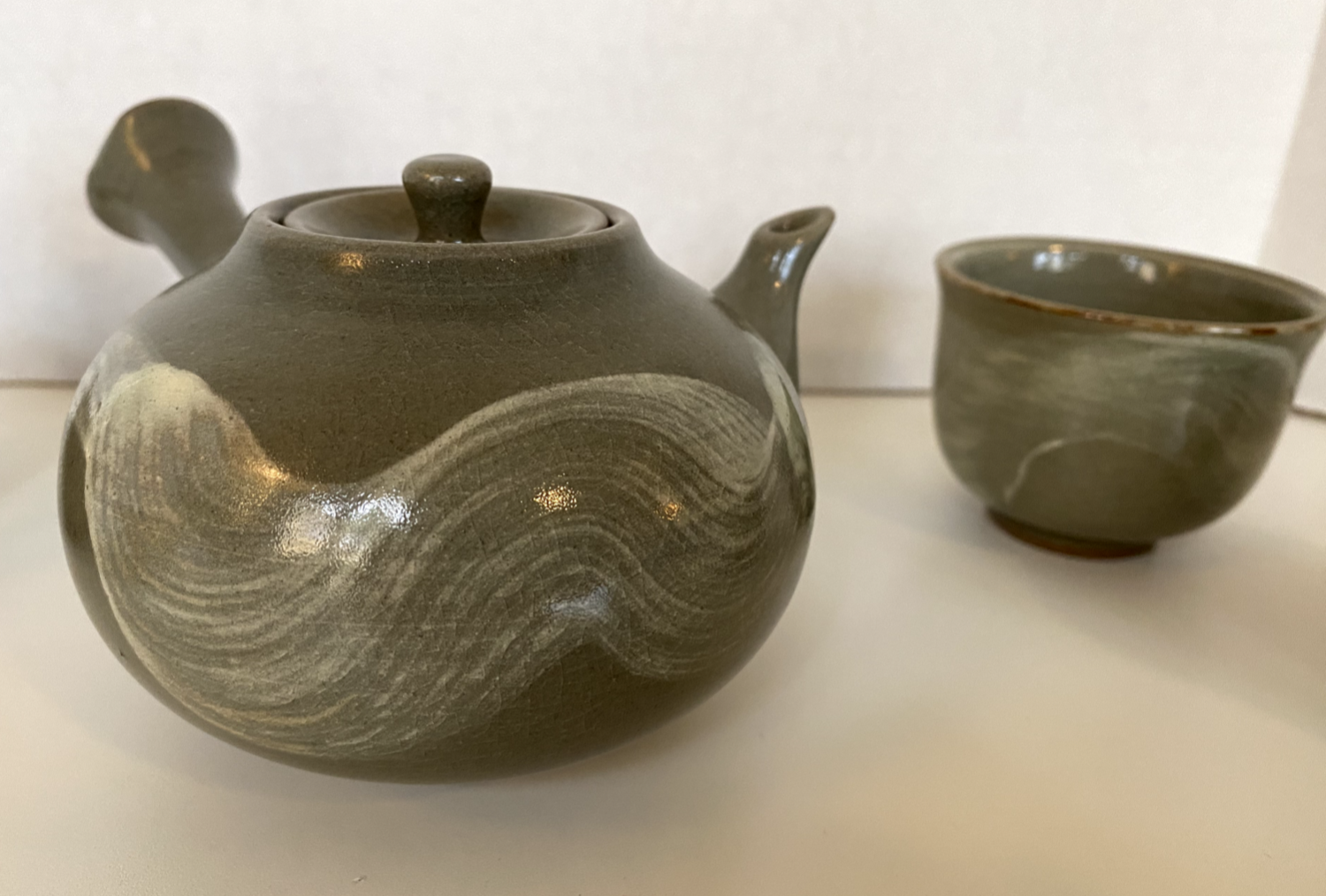 Vintage Korean Tea Set, one pot & 4 handless cups eBay