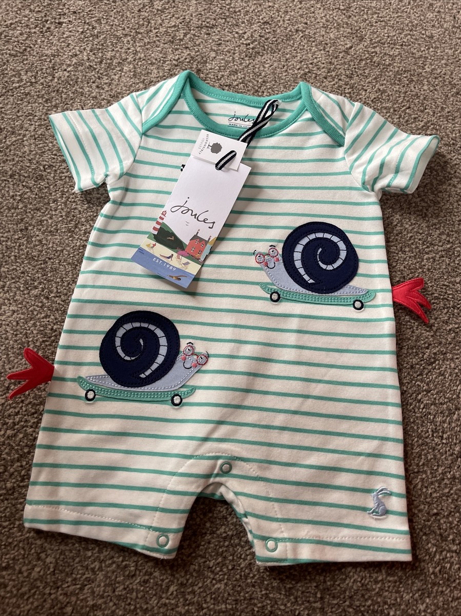 Joules Baby Boys Little Explorers Snail Romper Newborn