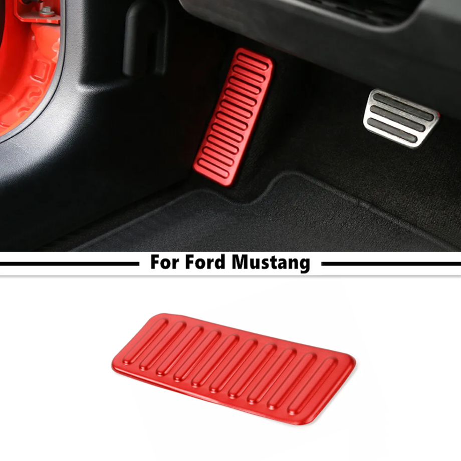 For 15-2025 Ford Mustang Red Alloy Driver Side Foot Rest Pedal Panel Cover Trim