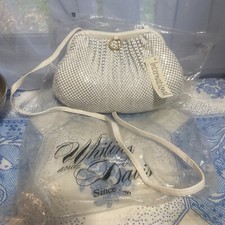VTG WHITING  DAVIS INTERNATIONAL Estate WHITE MESH 10.5x7 Shoulder PURSE NOS