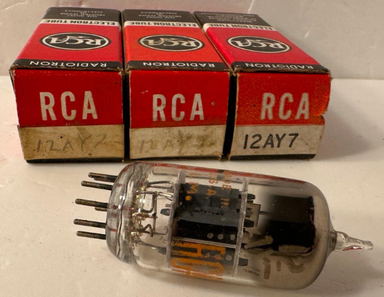 RCA 12AY7 Gray Plate Red Stamp Vacuum Radio Audio Amplifier Tube Lot of 3