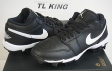 Nike Air Jordan 1 Low GS Youth Cleats Black Wht Football Baseball HF6885-001 DA