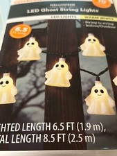 Halloween LED Ghost String Lights 6.5 Ft Warm White Indoor/Outdoor