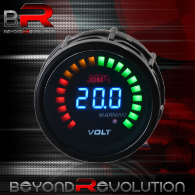 Universal JDM 2'' 52MM Digital Blue LED Voltage Monitor Gauge Meter Smoked