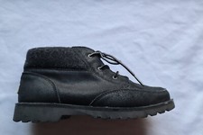 Black Rough Leather Wool UGG Laced Orin Ankle Boots Youth 4