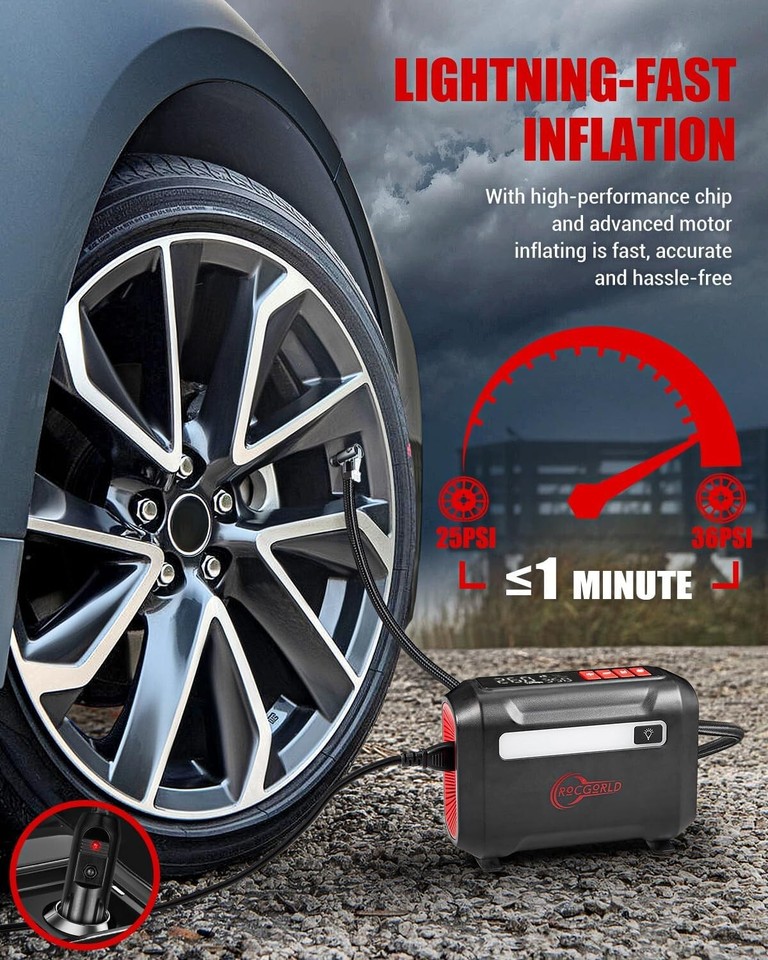150 PSI Air Compressor Portable Tire Inflator Fit Car Moto Bike Tires