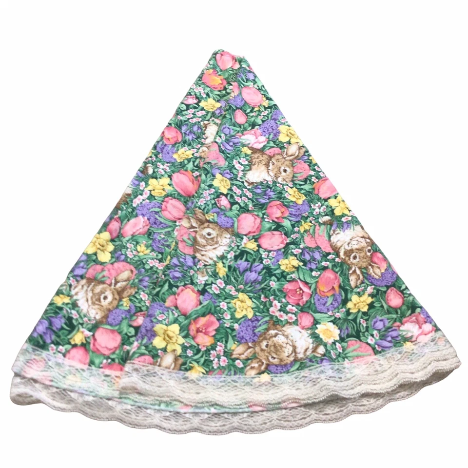 Conejito de Pascua Floral Jardín Pequeño Redondo 50" Ligero Mantel Borde de Encaje Foto 3 de 4