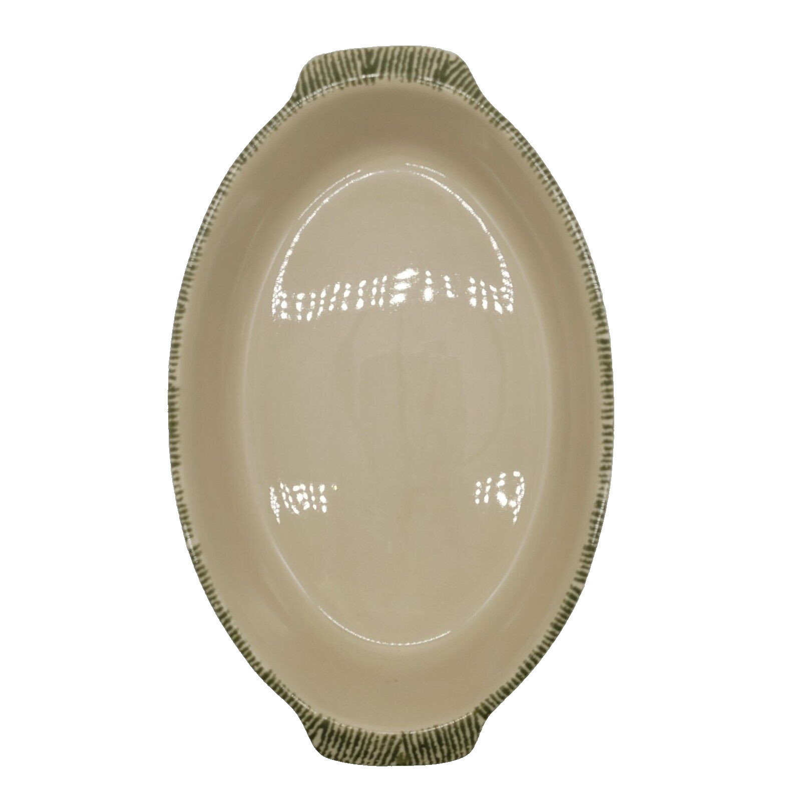 Grestel Stoneware baking Casserole Dish Made in Portugal Green Leaves Pattern