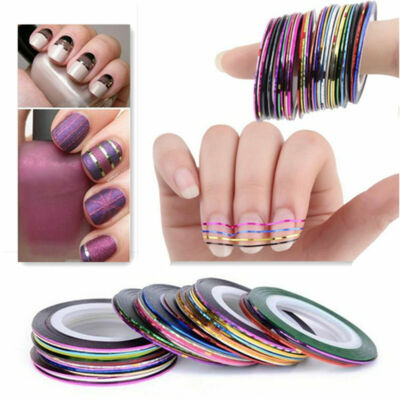 Farbrollen süße Nailart Spitzenband Linie Streifen falsche Nägel Aufkleber 30/10 Stück