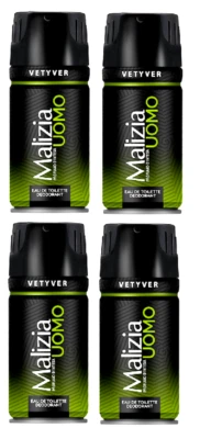Malizia Uomo Vetyver Set 4 x Deodorant 150ml
