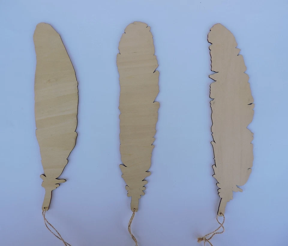Creative Co-Op XC5897 木制羽毛摆件 11-3/4 英寸长 3 件套 — 第 2/2 张图片