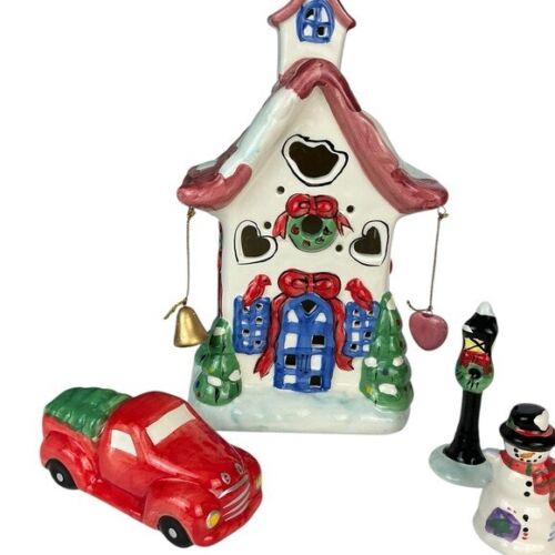 Vintage Village Church Light Up Christmas Ceramic House With Accessory Figures - Picture 12 of 16