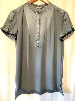 Tommy Hilfiger Women's Shirt Dress Size 8 Half Hidden Button Silky Sage  Green | eBay