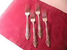 4 International Silver Stainless Frontenac Dinner Forks Lyon Flatware 7 3/4" B