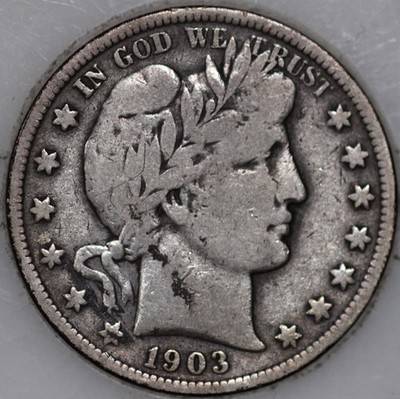 1903-S Barber Half Dollar 90% Silver, 100+ years Old As Shown [SN01]