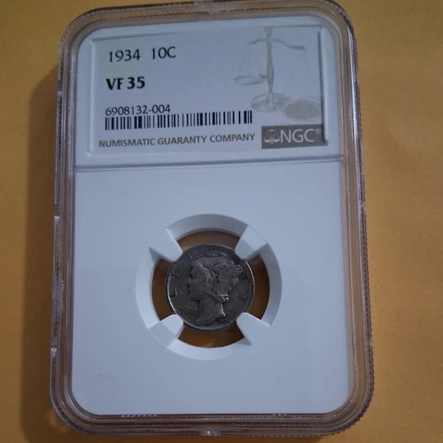NGC -1934 Mercury Dime NGC VF-35 10c