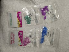Pacifier Clips Green Purple Blue Pink with 2 Iron On Patches for DIY Projects 1"