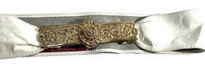 VTG 80s White Leather Womans Belt W/Gold Buckel Maureen Elaine Collection sz M