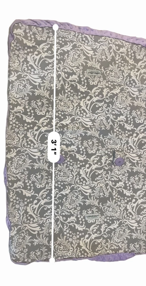 Car Seat Canopy Purple & Gray Baby Carseat Fleece Minky Back - Image 4 of 4