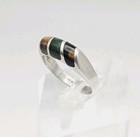 Taxco Sterling Silver Vintage Tiger's Eye & Malachite Inlay Ring Size 8.5 — photo 5
