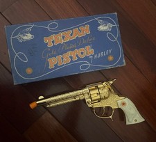 Texan Gold Plated Deluxe Pistol White Handle In Original Box By Hubley