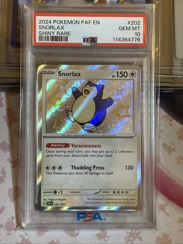 Pokemon TCG 2024 SV Paldean Fates Snorlax 202/091 Shiny Rare Holo PSA 10