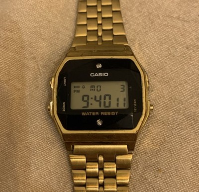 CASIO A159WGED-1DF HERREN UHR DAMEN DIAMOND DIGITAL 34mm DIAMANTEN UNTERPREIS